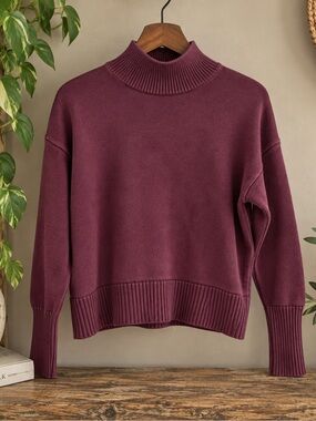 Gap 100% Cotton Plum Turtleneck Sweater Size Small